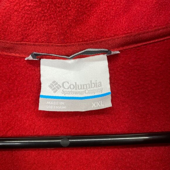 Columbia Red Full-Zip Fleece Jacket SZ XXL Mens Lightweight Warm Adjustable Hem - Picture 5 of 13